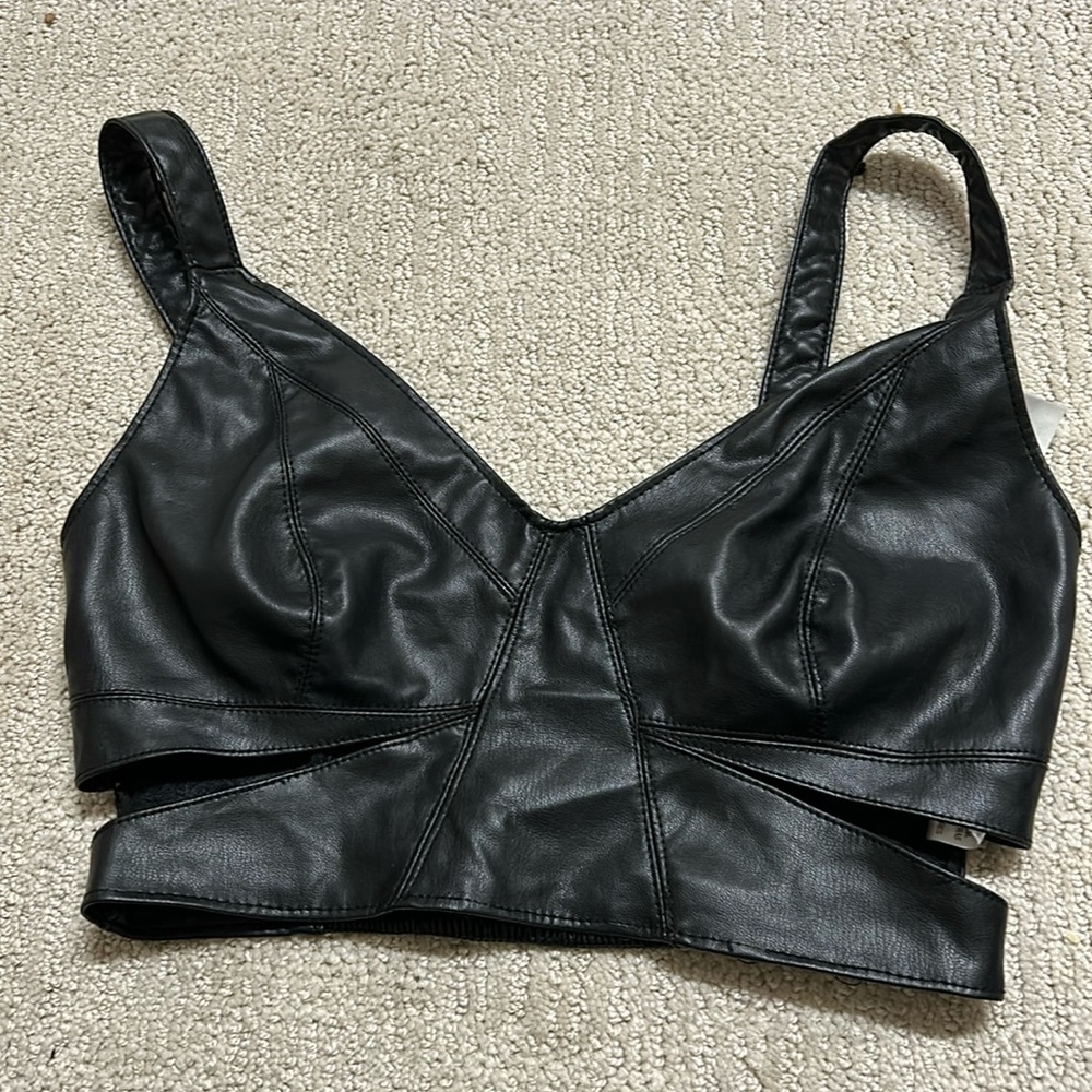 Zara leather cutout top